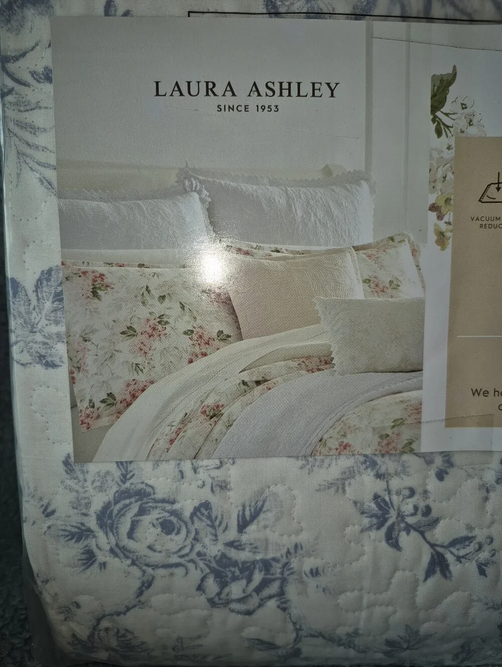Laura Ashley Blue and White Floral Quilt Set Reversible